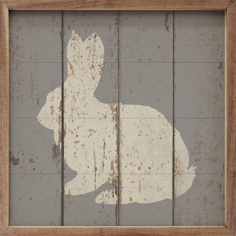 Crouching Bunny Green, 24" H x 24" W x 1" D, Gray