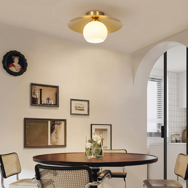 Gold Copper Semi Flush Ceiling Light for Corridor