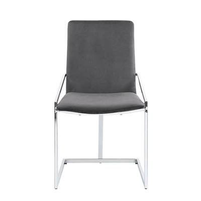  Chaise d'appoint en velours gris et finition chromée (ensemble de 2)