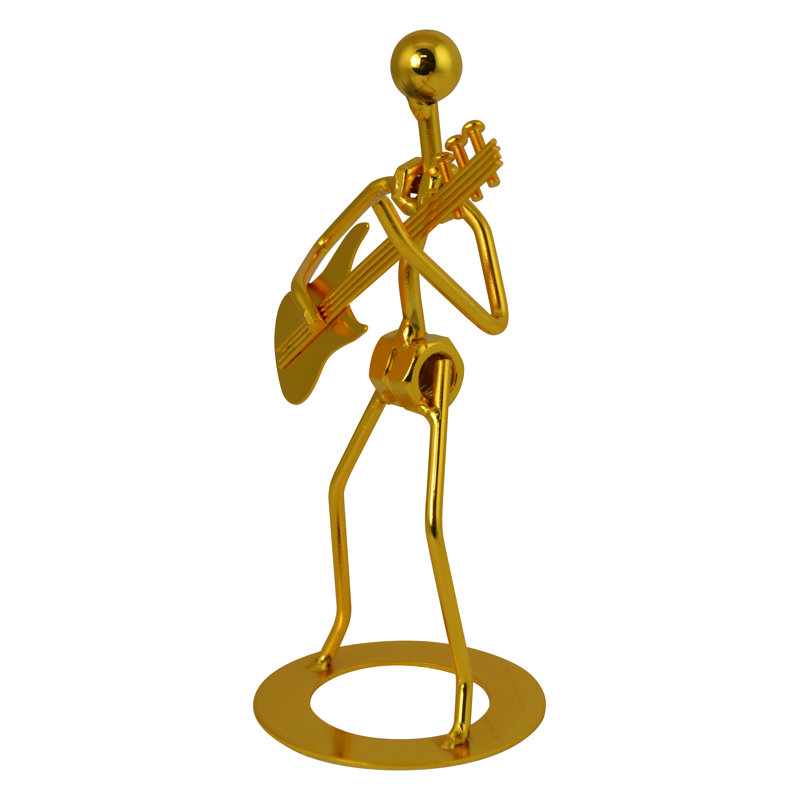Figurine de joueur de guitare 7 "en métal doré