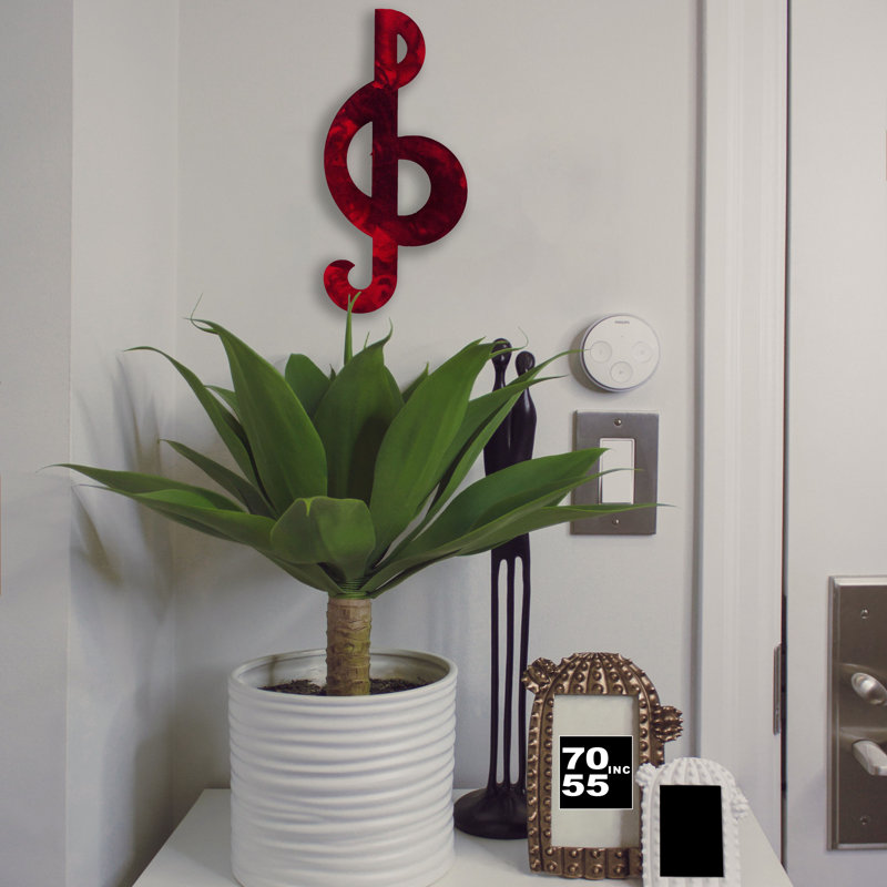 Meyerdirk Art Industrial Steel Treble Clef Wall Art - Candy Red, Candy Red