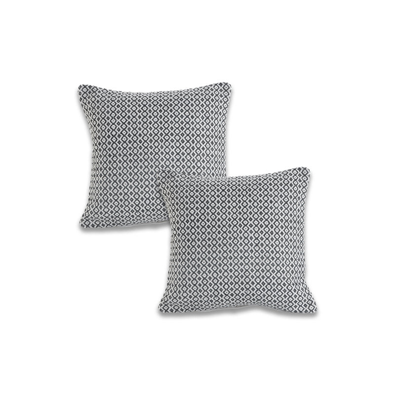 Breanna Geometric 100% Cotton Throw Square Pillow Set of 2, Black, Polyester/Polyfill