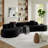 3 - Piece 122" W Modern Curved Sectional Sofa Couch, With Deep Seats, Corduroy Compressed Sofa No Assembly Required-1450738445
