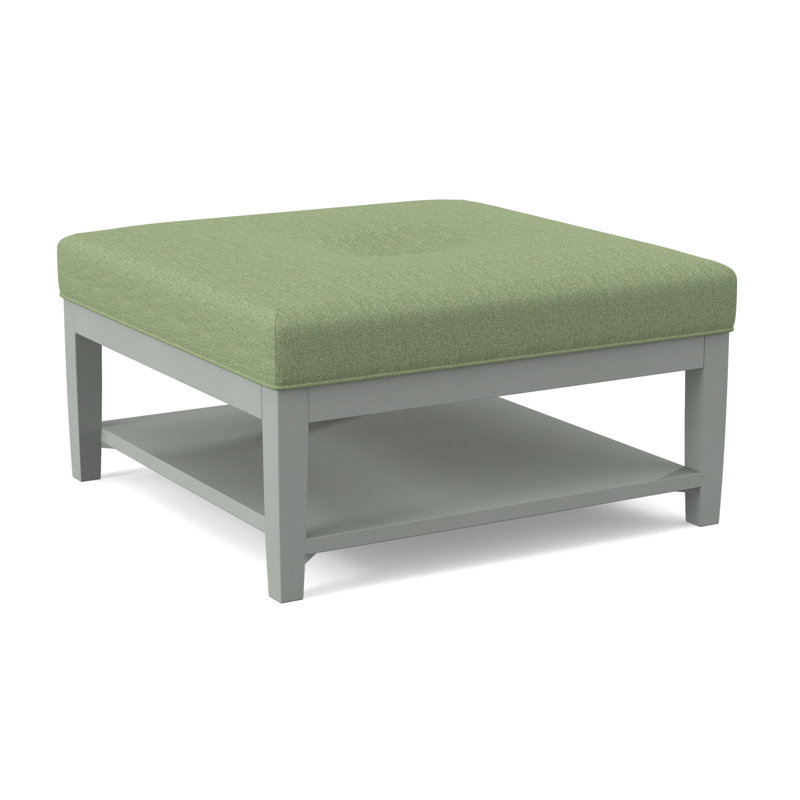 Hammond Square Ottoman, Green and Blue Stripe; 0252-54, Nickel Finish