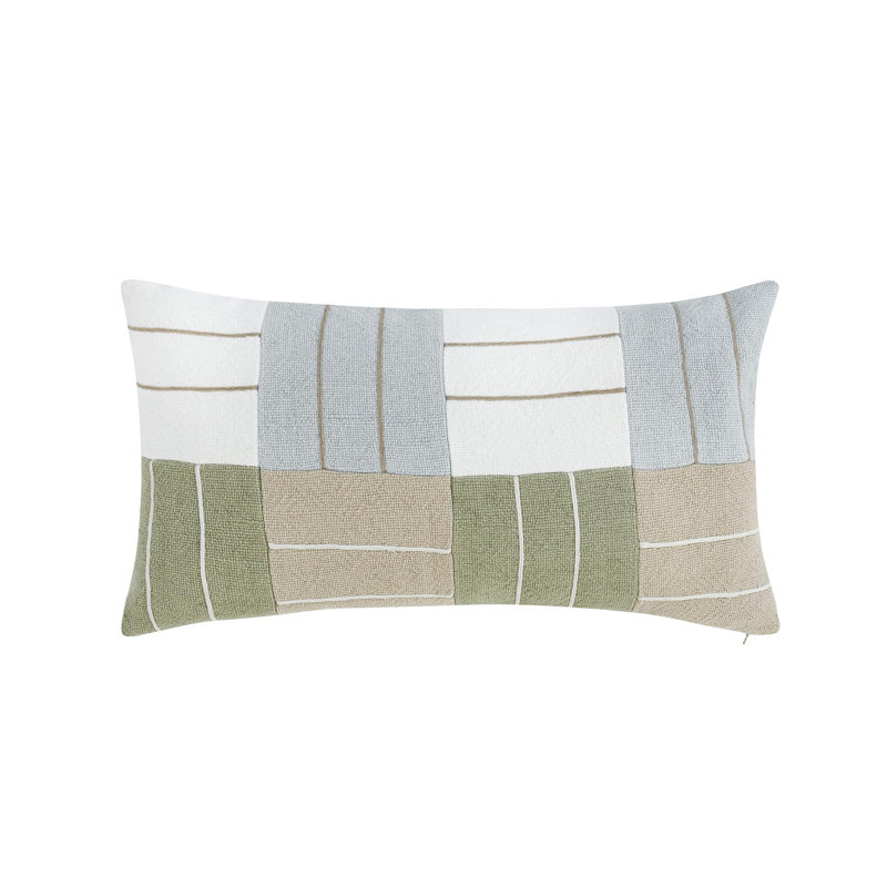 Multicolor Linen Blend Patchwork Embroidered Throw Pillow