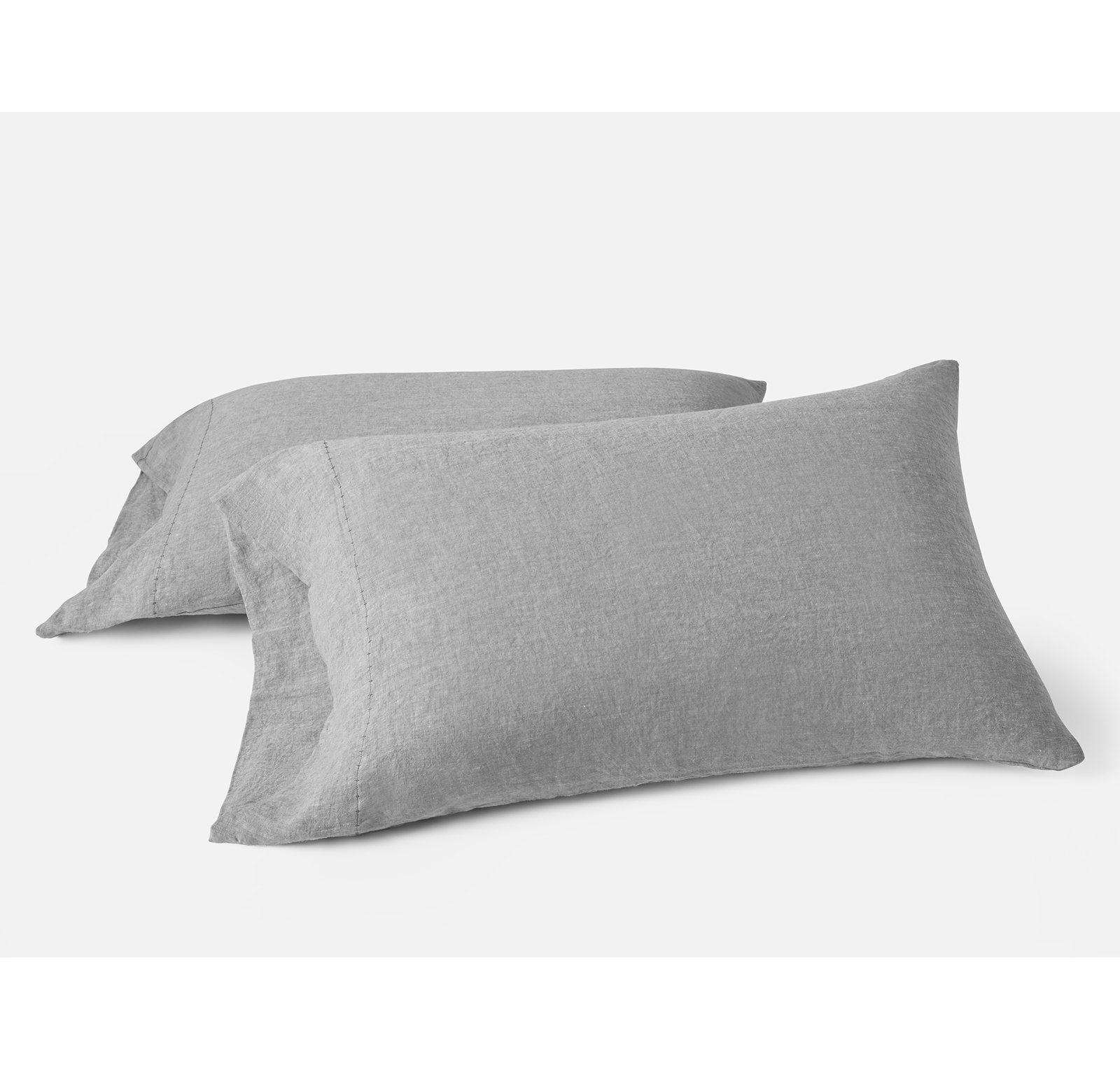 Organic Relaxed Belgian Flax Linen Standard Pillowcase - Set of 2, King Pillowcase, Slate Chambray