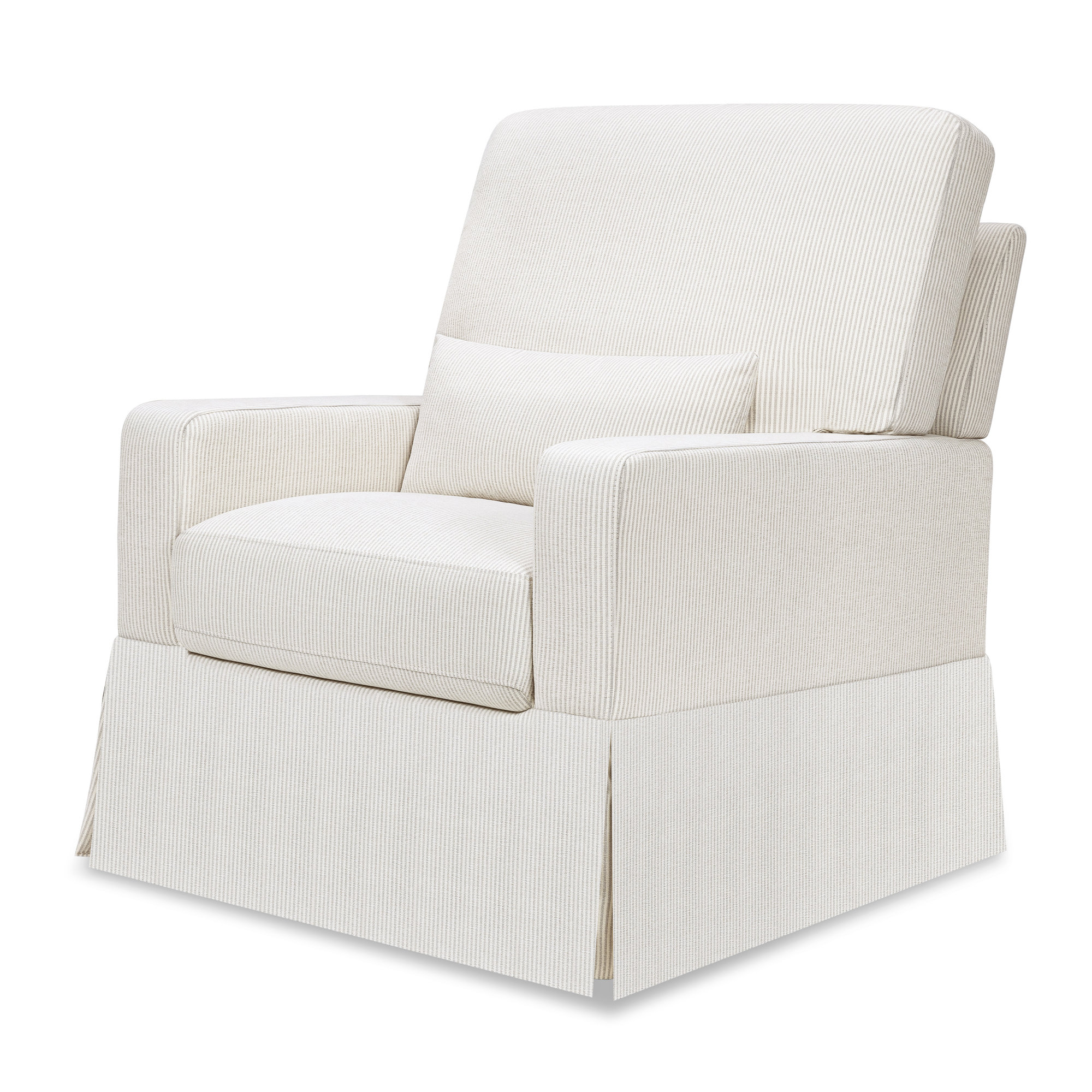 Crawford Upholstered Swivel Glider, Chatham Fog Striped Livesmart®