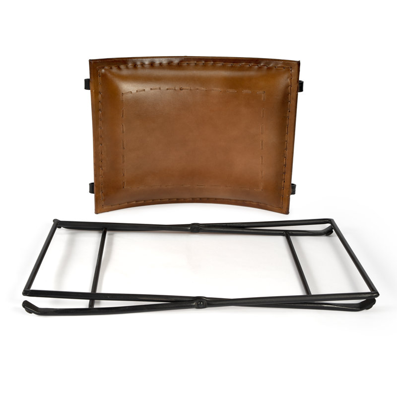 Leather Utility Stool, Brown Genuine Leather
