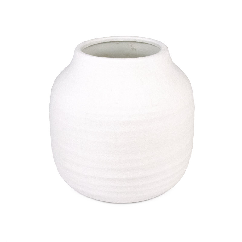 Vase de table en céramique blanc mat Dhital, H 9,5 po x l 10 po x P 10 po