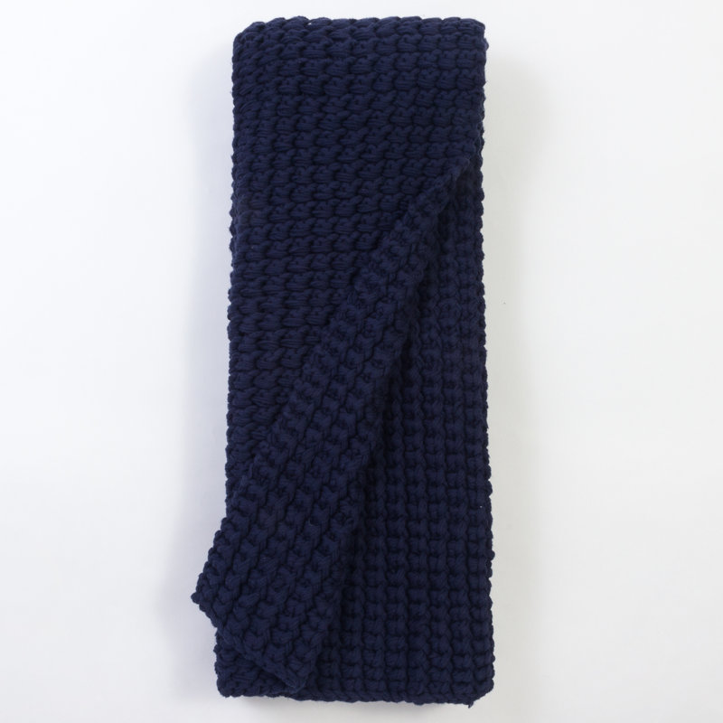 Brenda Knitted Throw Blanket, Indigo