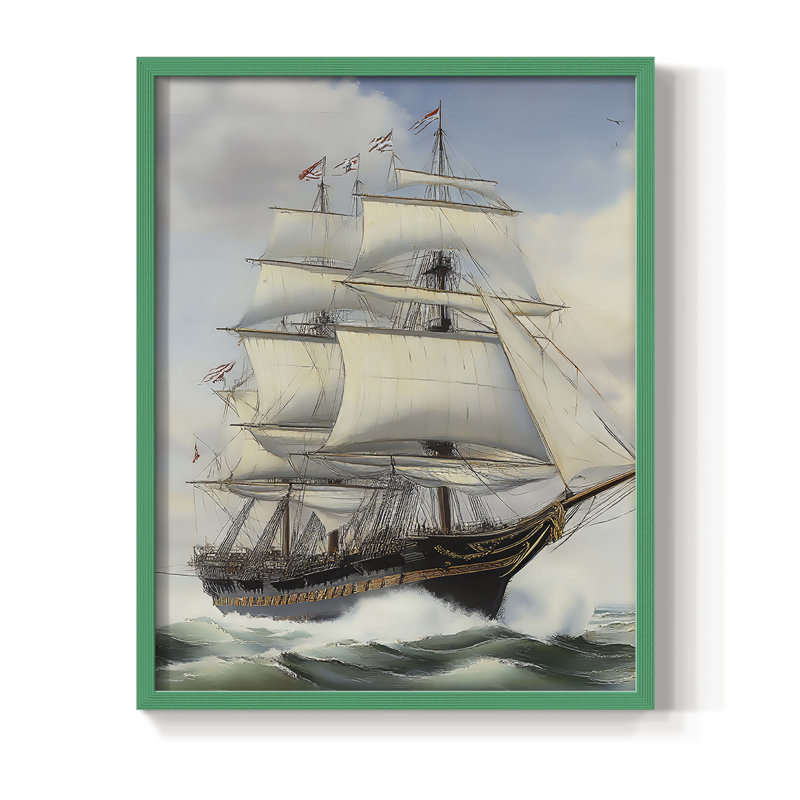 Reproduction encadrée NAUTICAL Series Lxxiv - bois massif, H 21 po x l 17 po, Vert