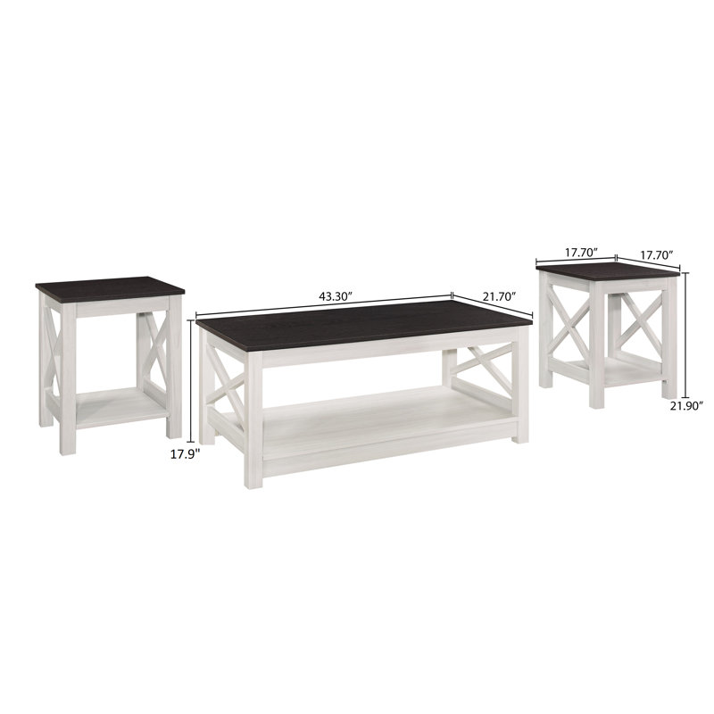 Ensemble de tables basses 3 pièces Velda, Noir