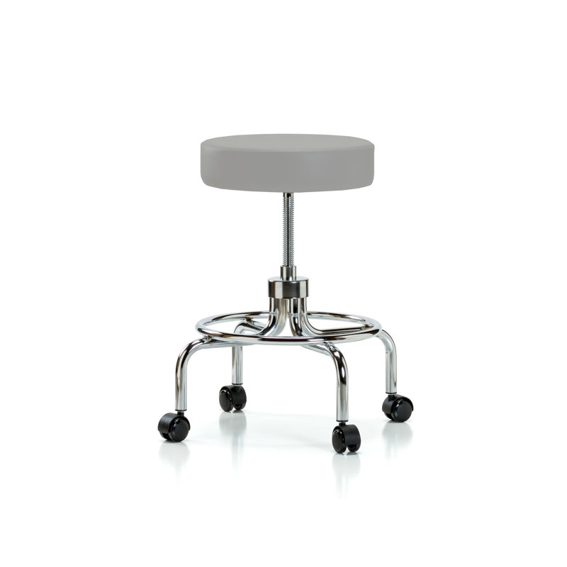 PERCH Retro Exam Stool | Medium Bench Height 18.5-24", Grey Vinyl