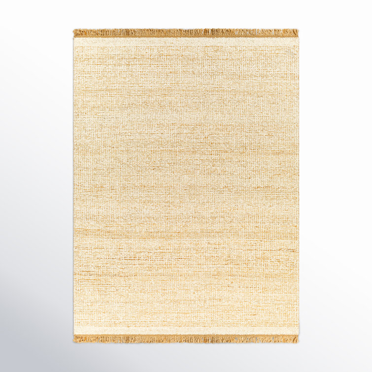 Cierra Solid Color Hand Braided Wool Area Rug in Light Beige