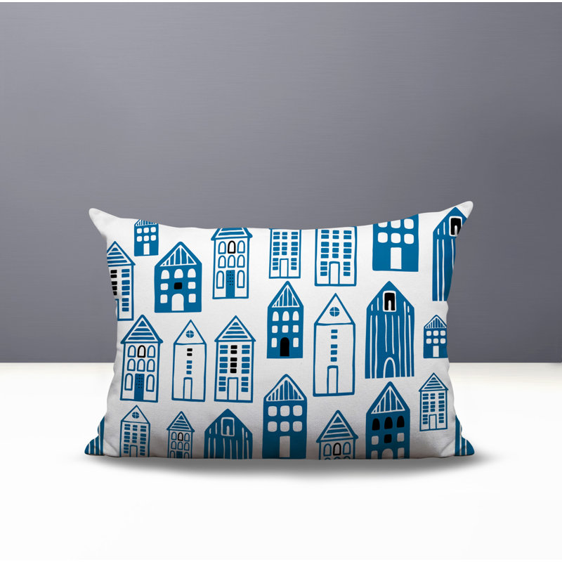 Oreiller rectangulaire réversible intérieur / extérieur Kirk Skandi Street, Turquoise, Rectangle H 14 po x l 20 po