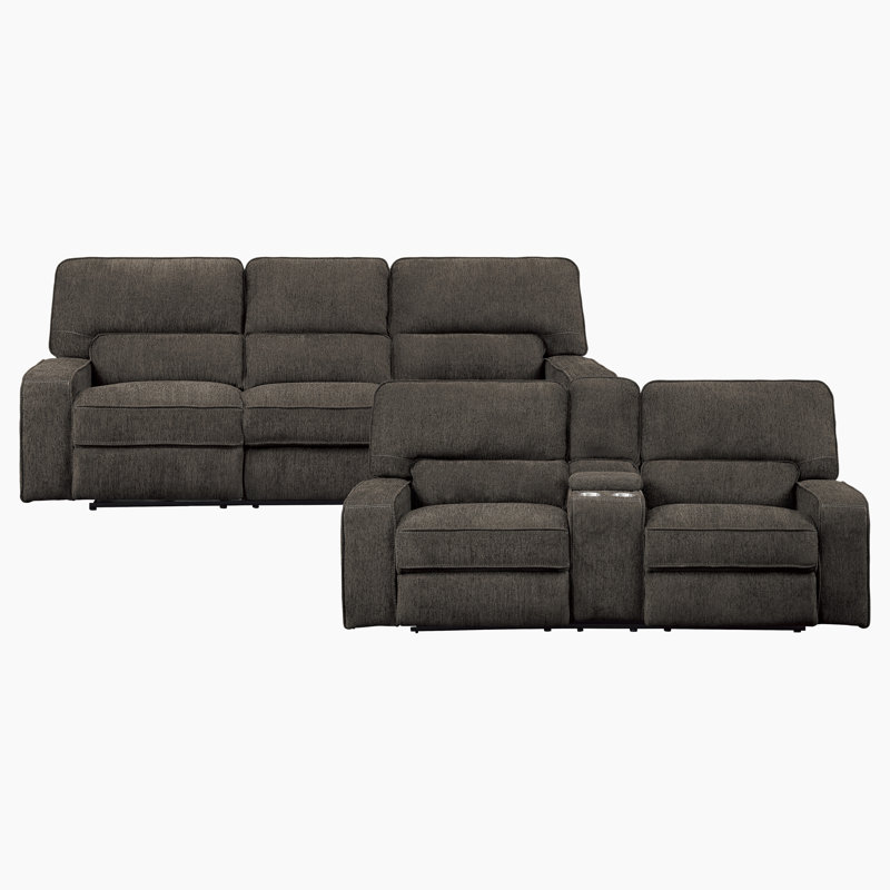 Amite Canapé inclinable droit en chenille W, Chenille chocolat