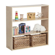 ECR4Kids Streamline 2-Shelf Storage Cabinet, 24in High, Double-Sided,  Natural