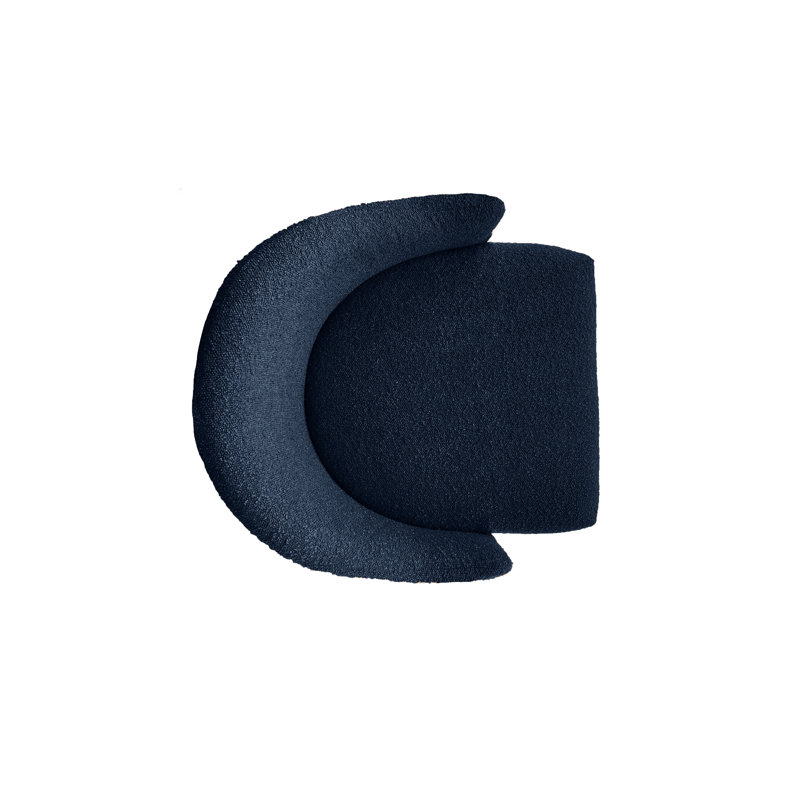 50 cm H Upholstered Slat Back Armchair, Navy Blue