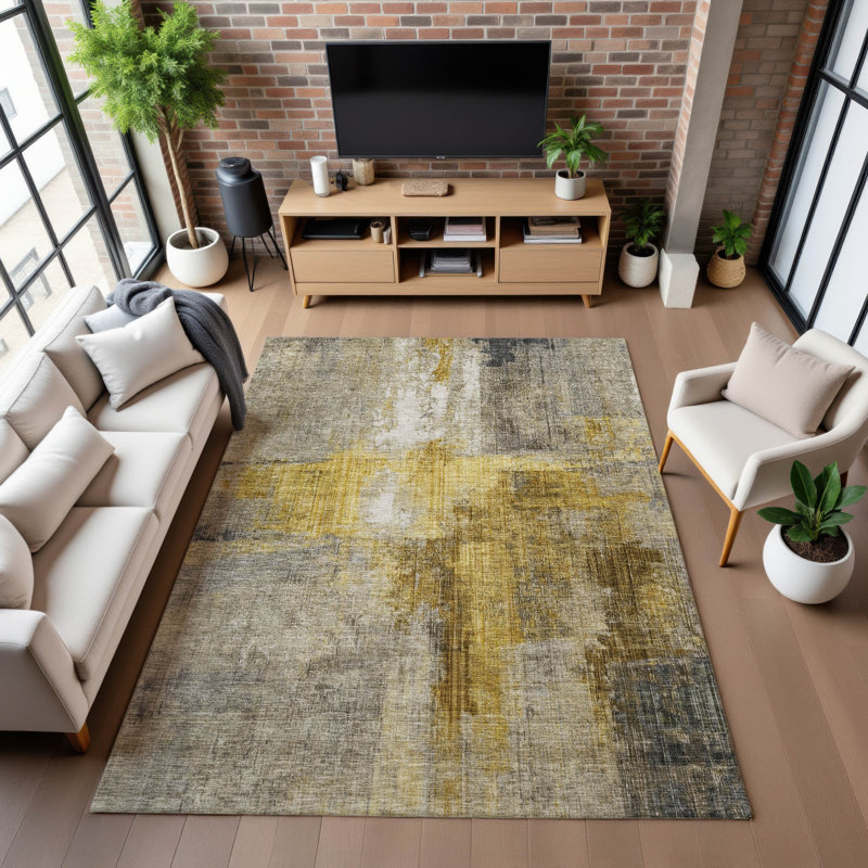 Tapis moderne de qualité supérieure lavable à la machine Bucz AMF1759, Rectangle 10 pi x 14 pi