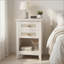 Set of 2 - 17.7 Inch Wide White Rattan Nightstands with 2 Drawers, Boho 27 Inch Tall Bedside Tables for Small Spaces & Bedrooms