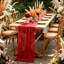 Chemin de table rouge 6 pièces, chemin de table rouge 10 pi en gaze rustique 35 * 120 pouces pour décoration de mariage