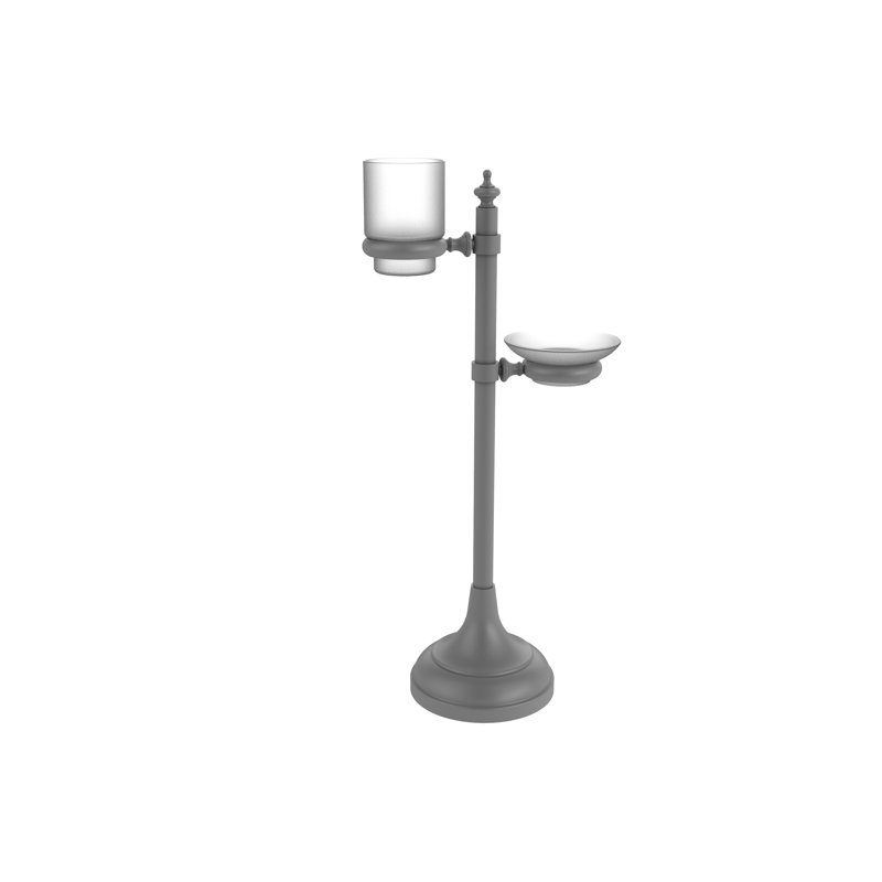 Porte-verres à anneaux multi-accessoires meuble-lavabo top, Gris mat