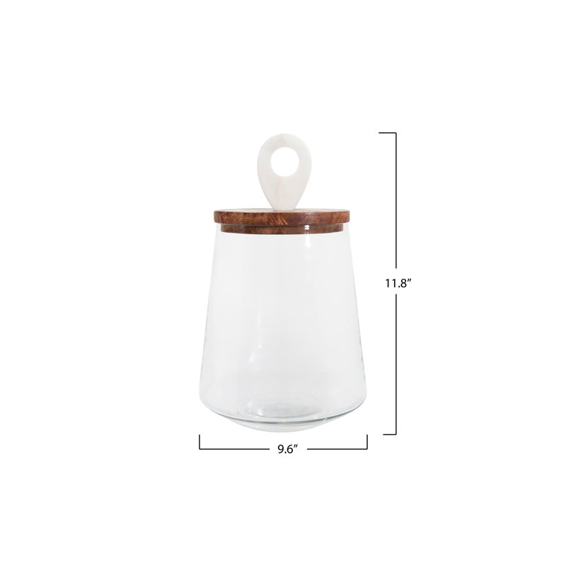 Glass Storage Jar, 11.8" H x 9.6" W x 9.6" D