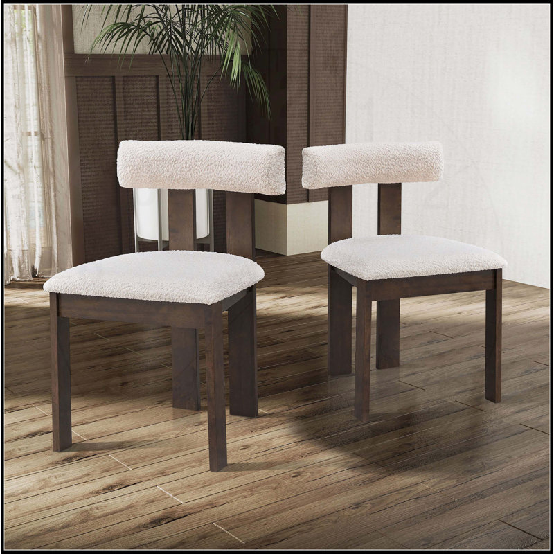 Ensemble de 2 chaises de salle à manger en bois, rembourrées Boucle, Brun