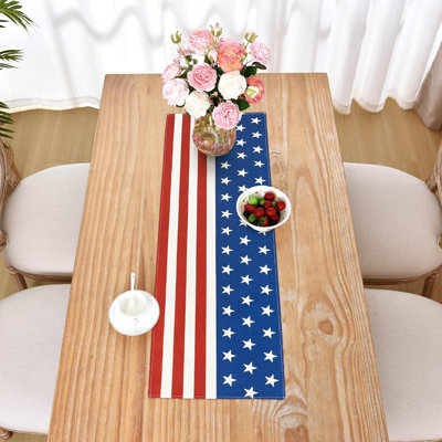 Chemin de table du 4 juillet, jour du Souvenir, drapeau, étoiles, coureurs, jour de l'Independence, décorations de table pour la salle à manger