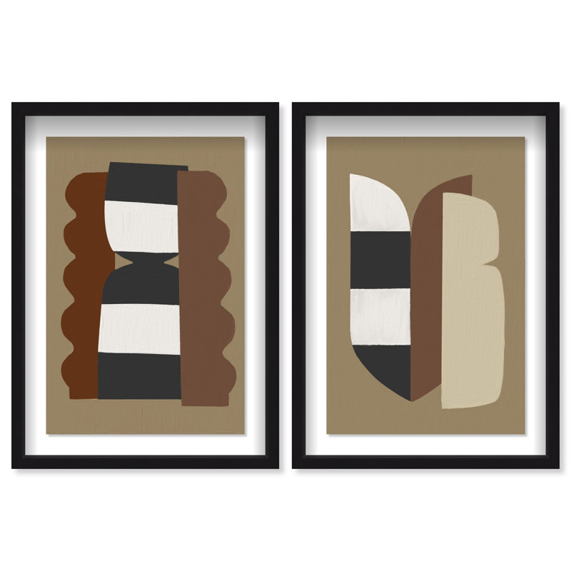 Puzzle Catcher Set Shadowbox Abstract Print by Oliver Gal, Black Frame, 10 x 15, 31.5"H x 46.5"W, Black Shadowbox