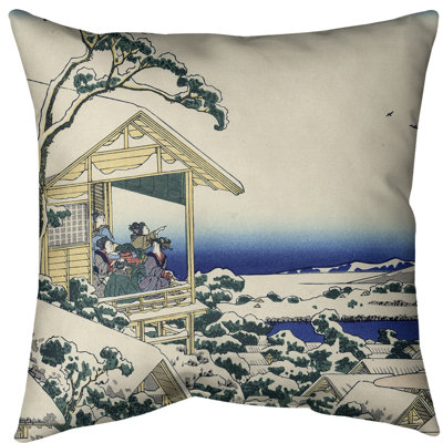 Katsushika Hokusai Tea House at Koishikawa Euro Pillow