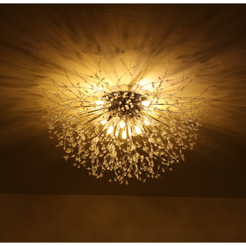 Dandelion 8-Light 70cm Crystal Starburst Ceiling Light Sputnik Flush Mount, Chrome