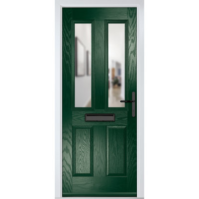 Crystal GRP Front door Carnoustie Black 920mm x 2090mm Open in Right hand Clear Glass