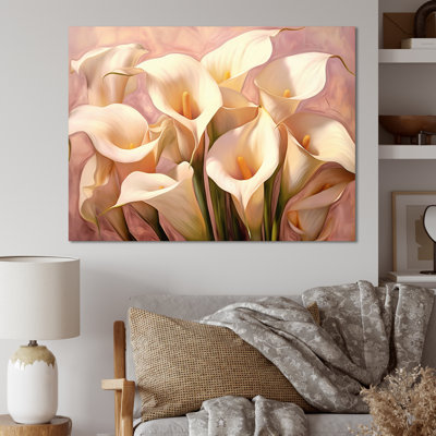 Crème de lis crème rose sur toile