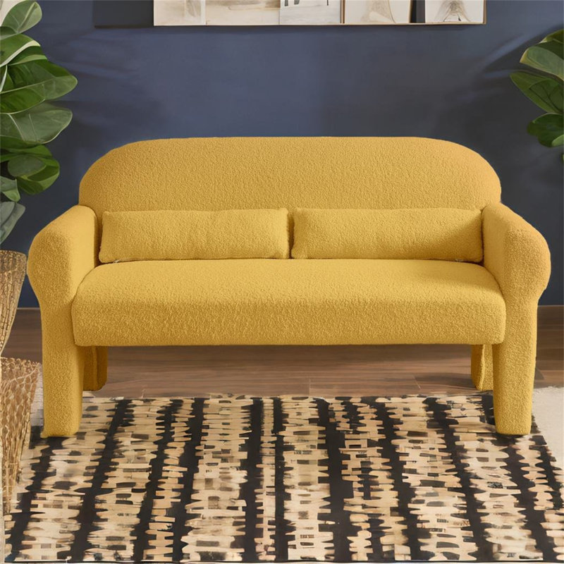 Nathalene Solid Wood 56.3'' Reception Loveseat, Yellow