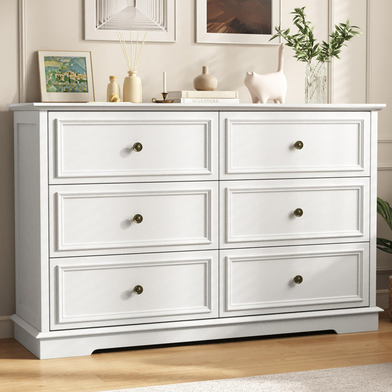 Commode double 6 tiroirs l 47,2 po Valera , Blanc