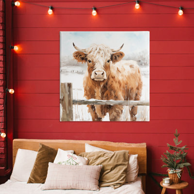 Cattle at Snowy Fence Canvas, design by Heidi Kuntz