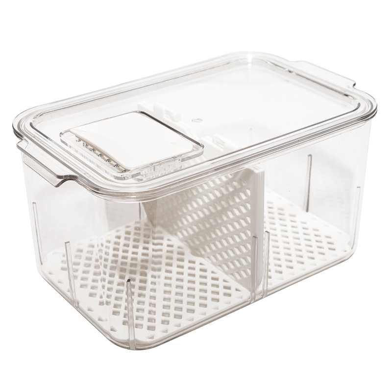 Clear Acrylic Stackable Refrigerator Bin Set with Divider