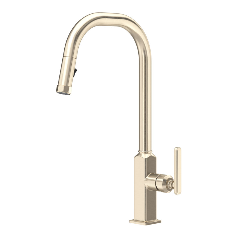 Apothecary Pull-Down Kitchen Faucet With C-Spout, Satin Nickel