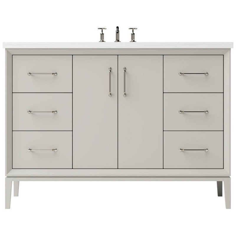 Alexandra Single Extra Wide Bath Vanity, Vintage Taupe, Satin Nickel, 54"