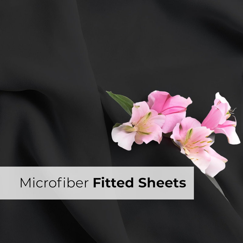 Extra Deep Pocket Fitted Sheet Only, Cooling & Breathable Bed Sheet, Soft, Fits 18–24 Inch Mattress, Black, King