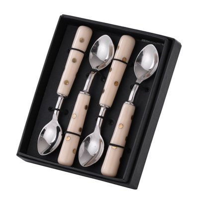 Set of 4 Decorative Coffee Spoons with Resin Handles in Gift Box