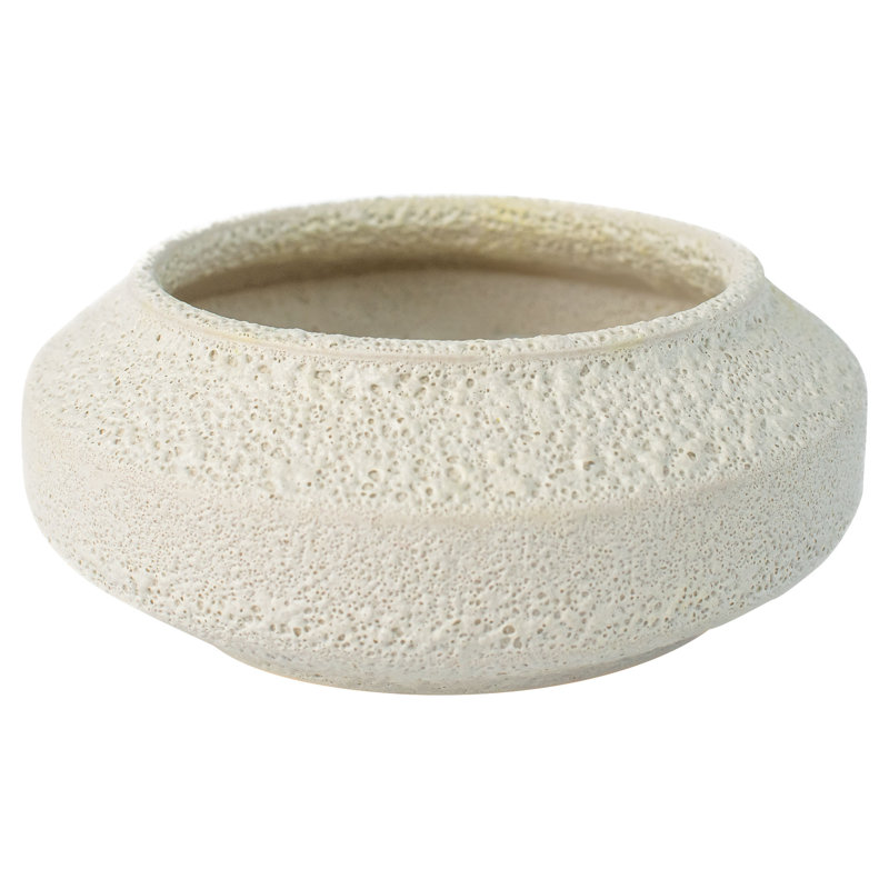 White On Terra Earthenware Decorative Bowl 1, 2.25" H x 6" W x 6" D