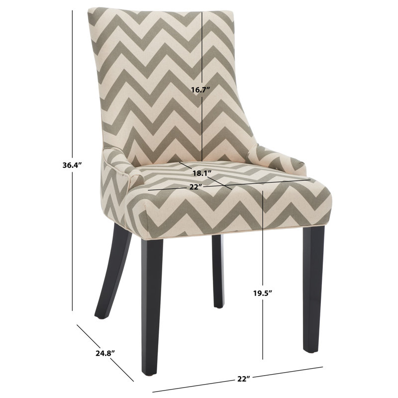 Agampreet 19.5'' H Linen Upholstered Side Chair, Gray/White Chevron Linen