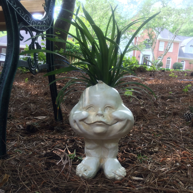 Muggly's Lil Baby Face Statue Planter, Antique White
