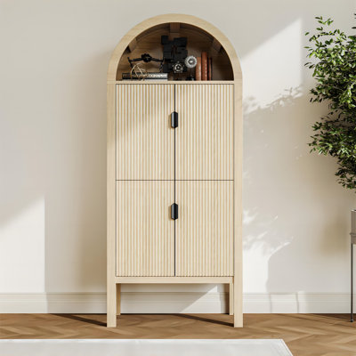 71" Tall Arched Fluted Storage Cabinet, Modern Arched Pantry Cabinet with 4 Tier Shelves by Red Barrel Studio