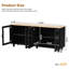Meuble télé contemporain avec finition noire, pour téléviseurs de 70 po, noyer foncé, armoire ajustable compatible avec 2 tablettes et beaucoup d'espace de rangement