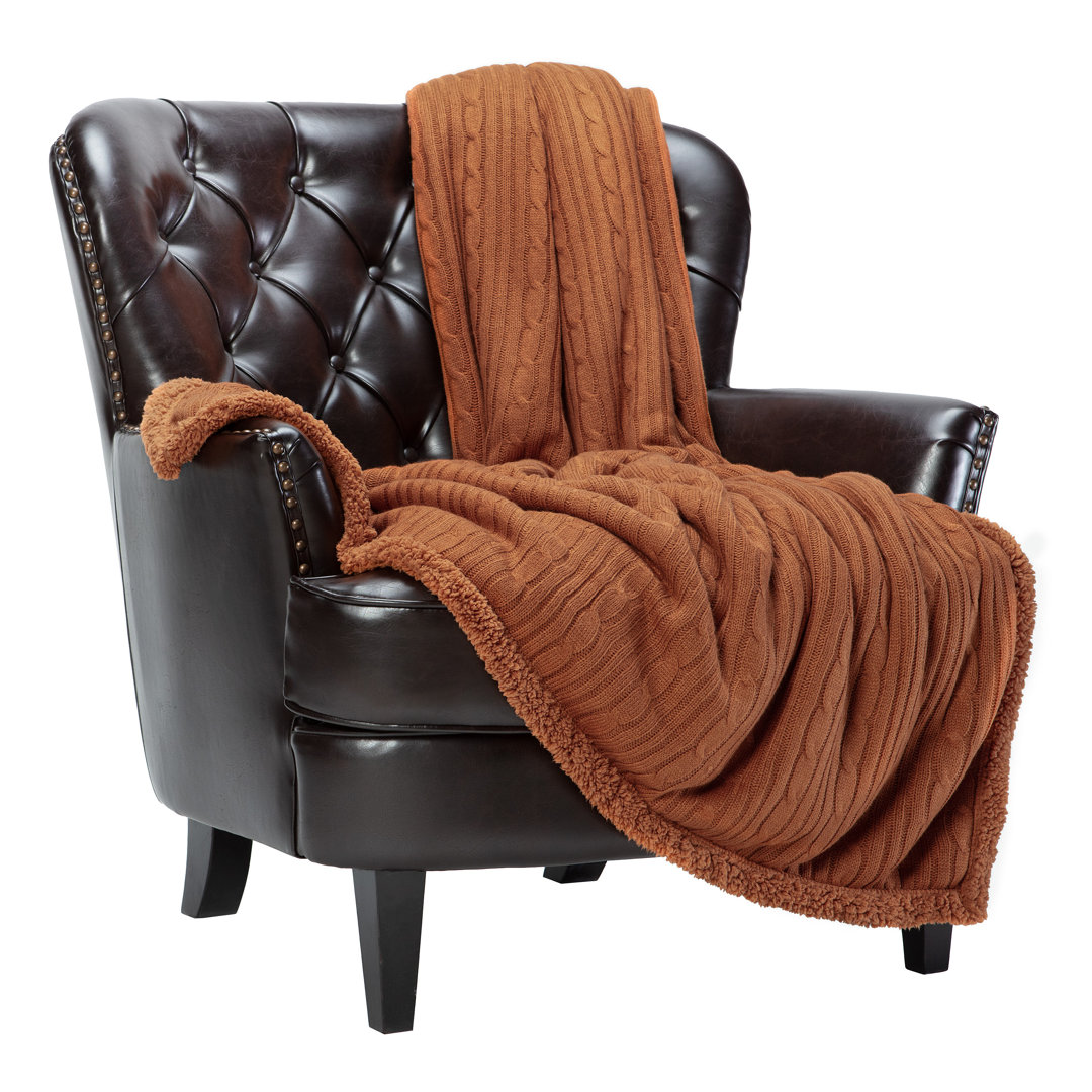 Chanasya Super Soft Cable Knit Acrylic Faux Fur Reversible Throw Blanket Chanasya 