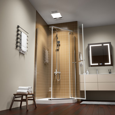 36 in. W x 72 in. H Neo Angle Pivot Semi Frameless Corner Shower Enclosure