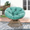 Chaise d'extérieur pivotante à 360 ° en osier Papasan - rotin de qualité supérieure, coussin moelleux et structure durable, fauteuil de lecture surdimensionné